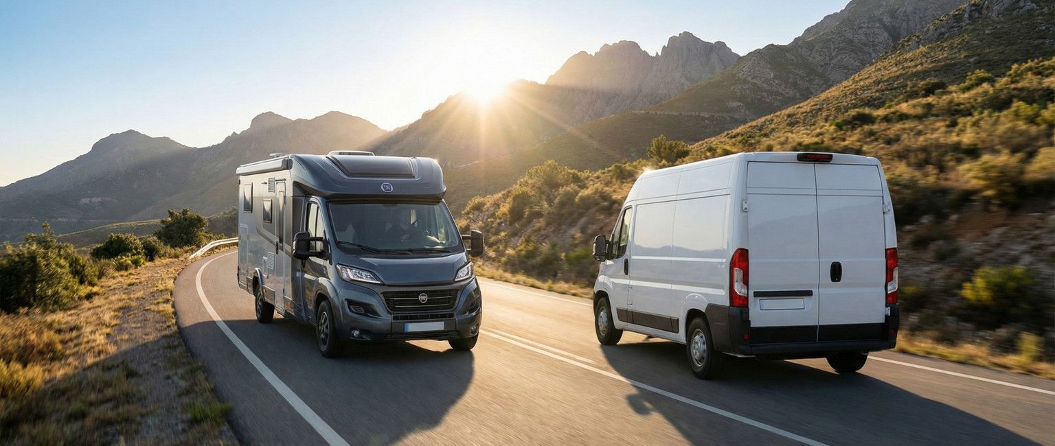 Foto: Camper en servicevoertuig